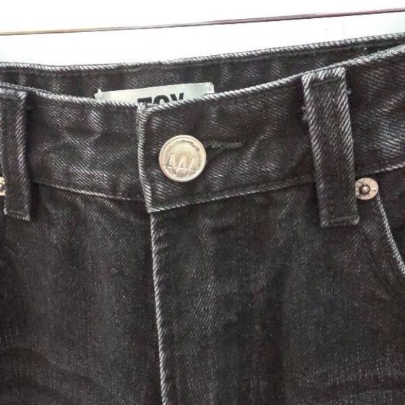 ZGY Rebound Free People Jeans Distressed Black Midrise Relaxed Barrel Leg Sz28 - Picture 3 of 13